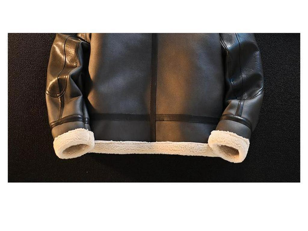 Vinterkappa för män i mockaläder med foder av lamullsfleece