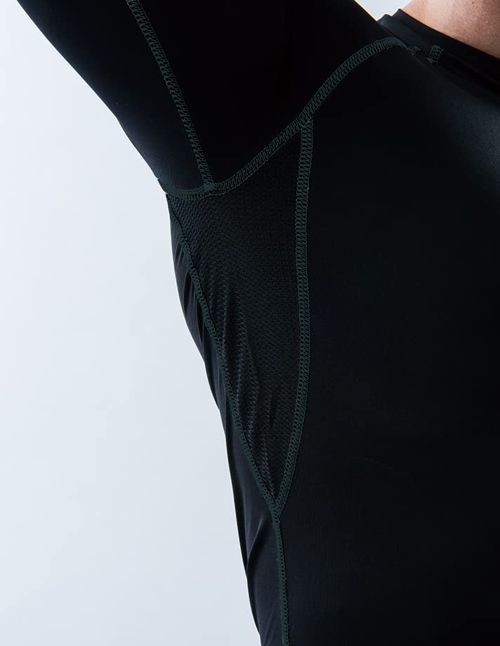 Otafuku Gloves Summer Innerwear Long Sleeve Crew Neck Quick Cool to the Black M Size of [Sweat Absorbing, Drying, Deodorizing, Touch, Compression,