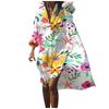 Fashion Women Floral Print Long Sleeves Buttons Cardigan Loose Shirt Dress