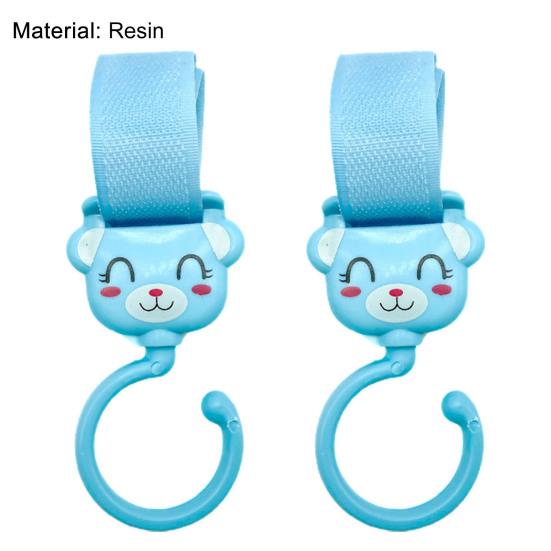 2Pcs Stroller Hooks Cartoon Pattern Anti-deform Resin Pushchair Hook Mommy Bag Organizer Rack Stroller Accessories for Shopping