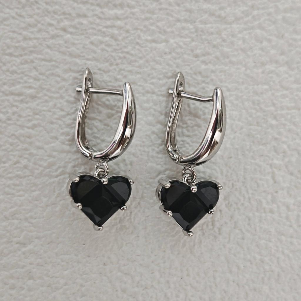 Sweet Pink Love Heart Zircon Pendant Earrings for Women Fashion Y2K Simple Geometric Ear Buckle Party Jewelry Accessories Gifts