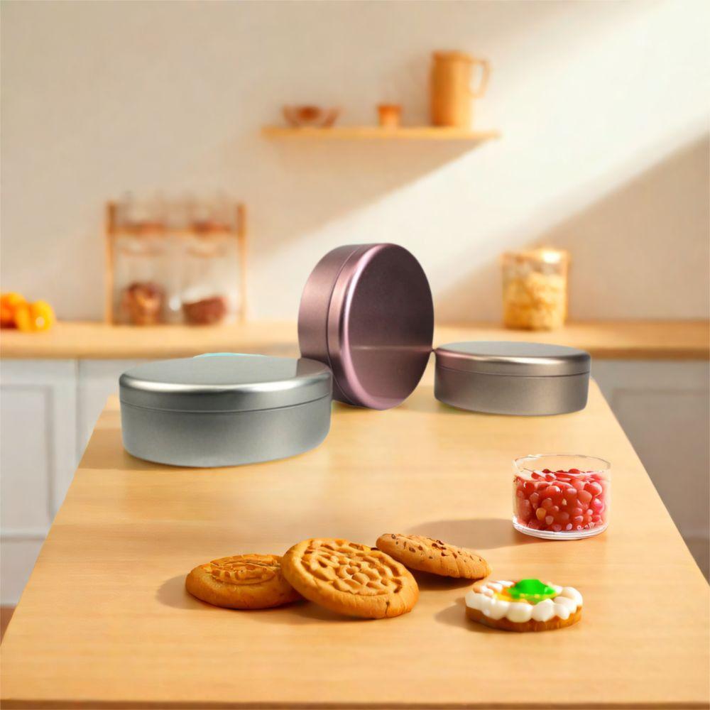 3Pcs Round Tea Cake Tin Tinplate Candy Biscuit Packaging Box Durable Cookie Storage Boxes  Gifts