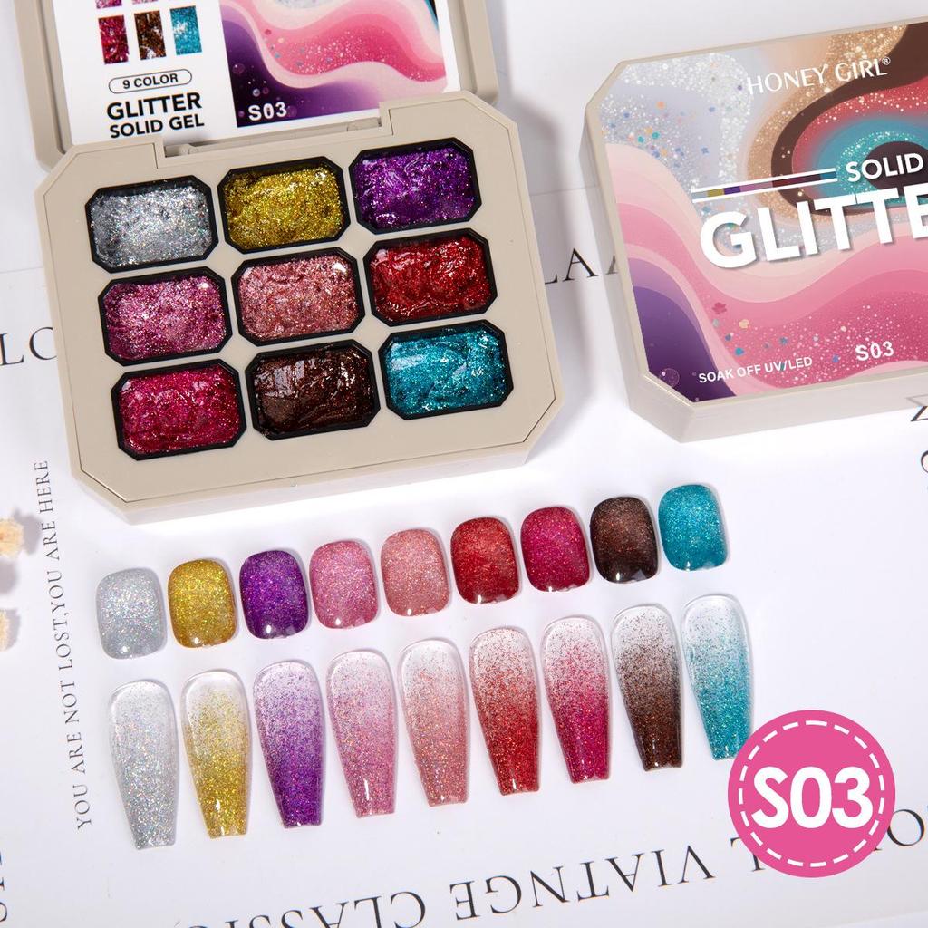 Cross Nine Palaces Nude Glitter Gel Nail Polish: Long-lasting, Quick-drying, High Saturation, Smudge-free, Solid Color Painting Gel