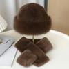 Winter Fuzzy Hat Scarf Set for Women Faux Fur Collar Wrap Scarf Thickened Plush Warm Cap for Cold Weather