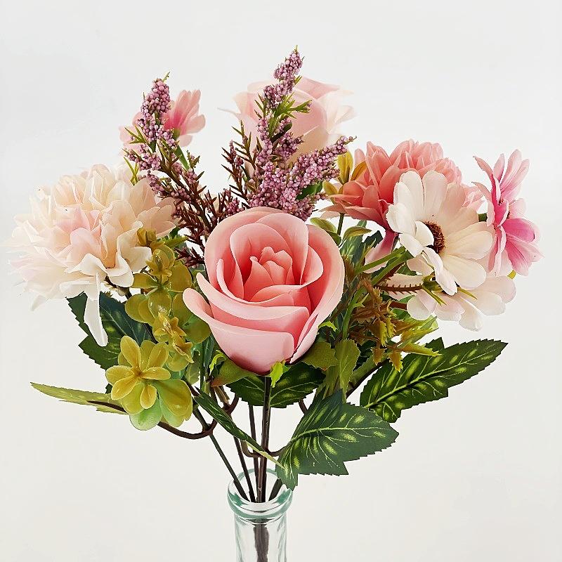 

Vibrant Artificial Peony & Chrysanthemum Bouquet with Elegant Rose Accents -Perfect for Home, Wedding, and Holiday Decor 1PCS рожевий