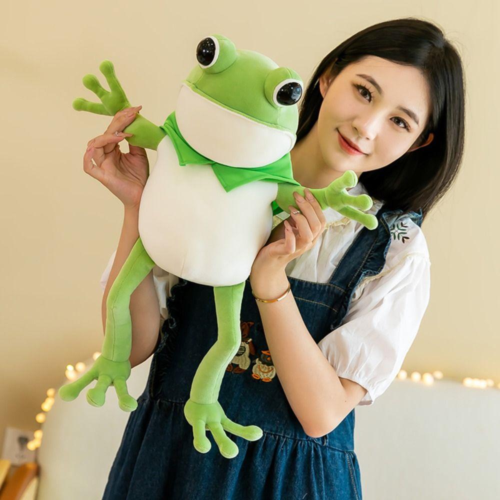 Soft Frog Plush Toy With Cloak Long Legged Frog Plush Doll Green Frog Doll  Home Decoration