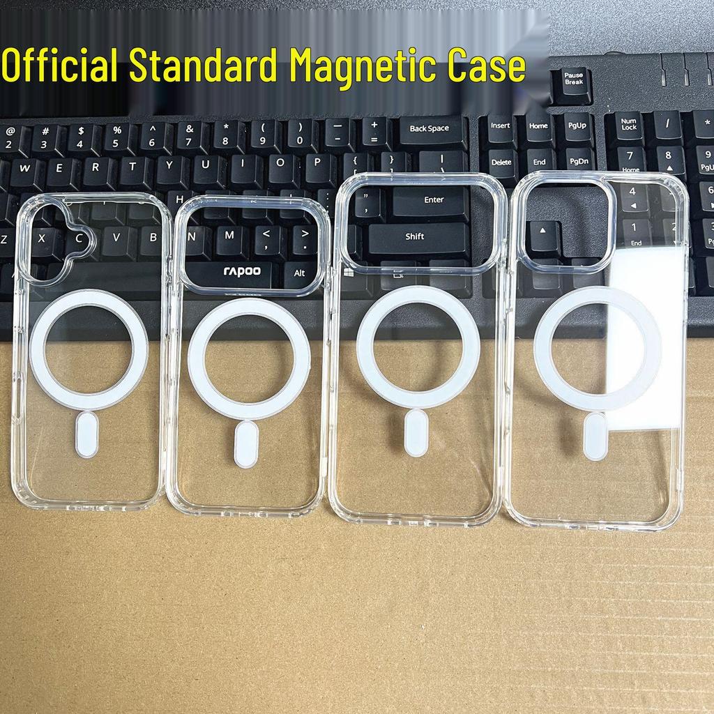 Clear Magnetic Drop-Proof Case for iPhone 16 Pro Max - Wireless Charging Compatible Protective Cover.