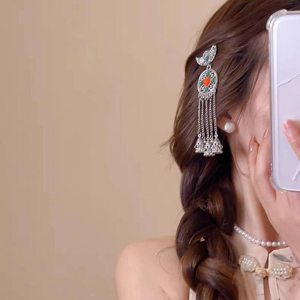 Metal Ethnic Style Hair Stick Silver Hanfu Hair Fork  Cheongsam Accessories