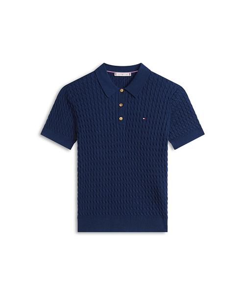 TOMMY HILFIGER Cotton Cable Polo Sweater (T22G1Kto061Wt2C1G)