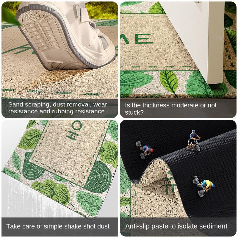 Premium Blumen Blatt Spiral Fußmatte - PVC Elastische Drahtringmatte, Schmutzabweisend & Verschleißfest für Außenbereich, Staubentfernende Bodenmatte