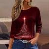 Women's Fashion Casual Three-quarter Sleeve Christmas Printed  Neck Top