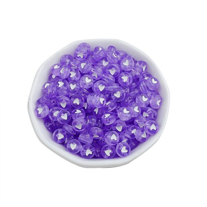100PCS Acrylic Love Heart Loose Spacer Beads for Jewelry Making