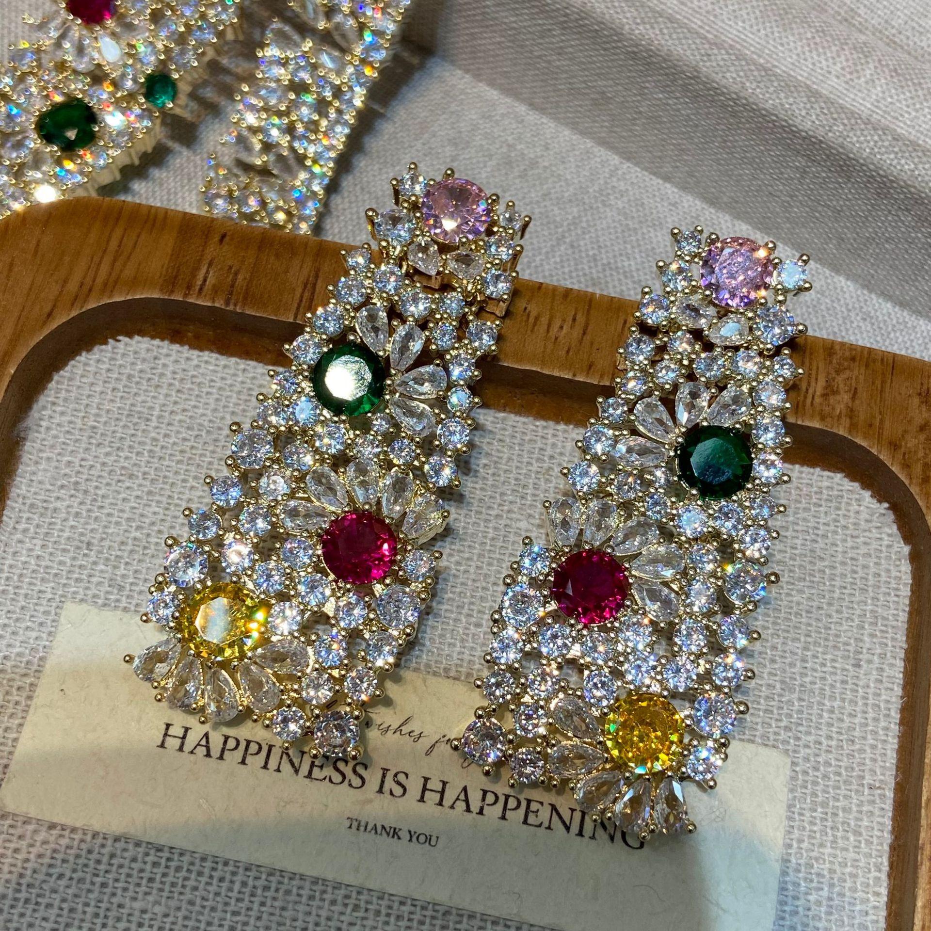 Luxury Heavy Industry Exaggerated Big Party Dance Performance Micro-Set Earrings Party Dress With Elegant Suit