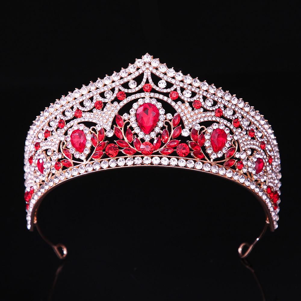 DIEZI Elegante Luxus Königin Prinzessin Rosa Kristall Diadem Für Frauen Mädchen Hochzeitsparty Barock Strass Krone Haar Schmuck