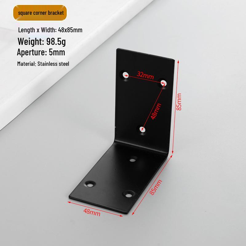 

Кутник з нержавіючої сталі 90° L-подібний надміцний для полиць Includes Black Screws (M4x16)