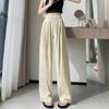 Women's Summer 2025 Ice Silk Nine-Point Pleated Wide Leg Cargo Pants