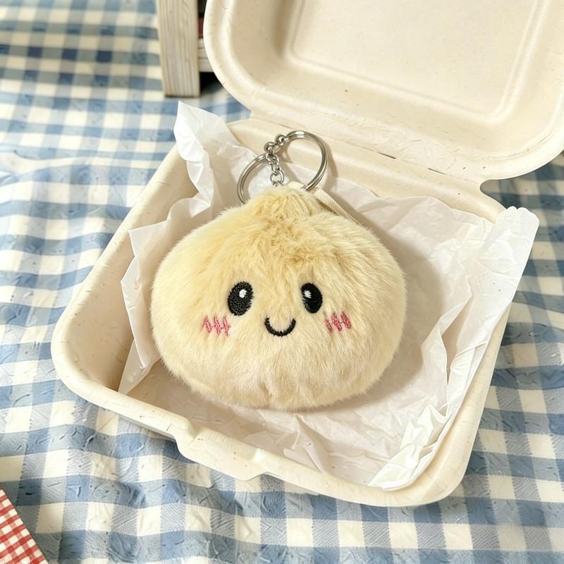Plush Dumpling Squishy Keychain Soft Fluff Stuffed Buns Keyrings Fun Stress Relieve Pendent Relaxing Gifts