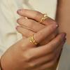 Trendy Open Hip Hop Little Deer Copper Ring, Cute Gold-Plated Animal Design for Couples