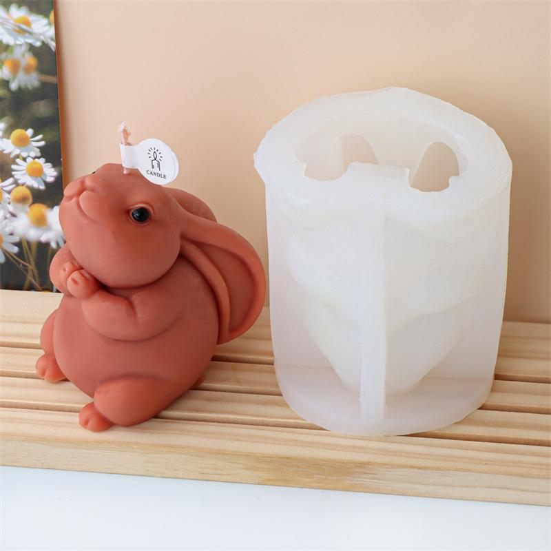 Easter Egg Cute Bunny Candle Silicone Mold DIY Rabbit Candle Making Mould  Decor Animal Painting Plaster Gift Desktop Ornament