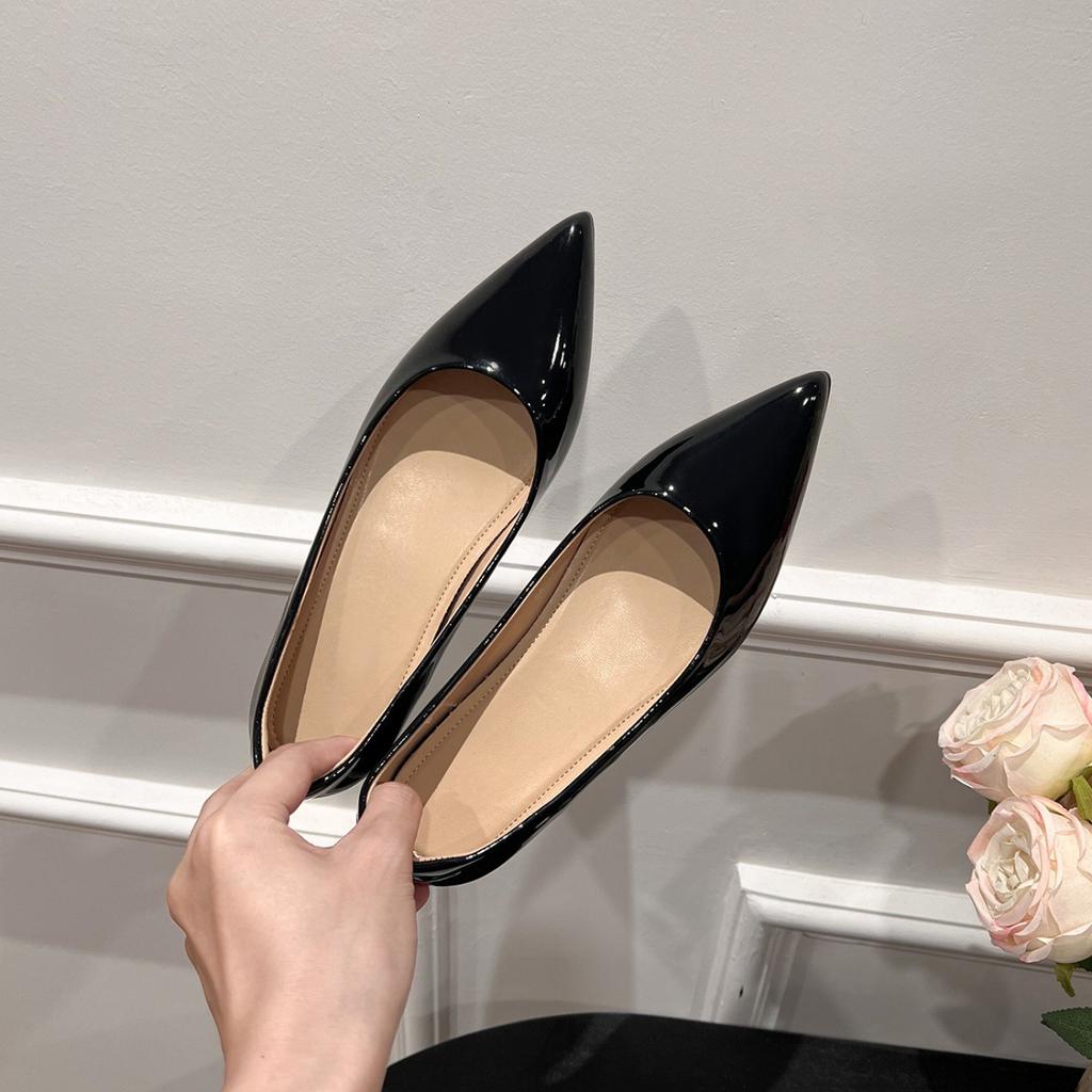 Schafsleder-Version~ Echtes Leder Innenhöhe erhöhend spitz zulaufende Einzel-Schuhe Damen flachmündig vielseitige Pendler-Ballerinas