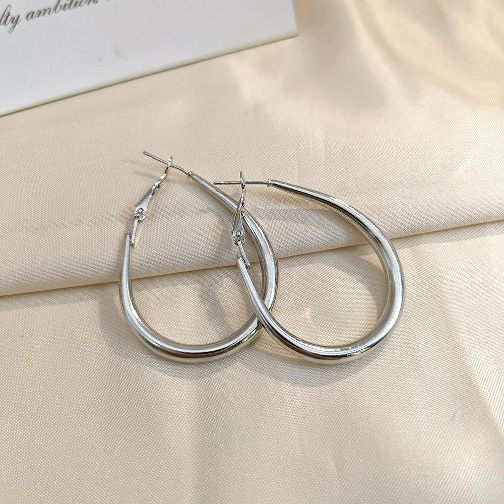 Hiphop Rock Big Waterdrop Hoop Earrings For Women Fashion Jewelry Steampunk Simple Hollow Geometry Ear Hook Girl Gift