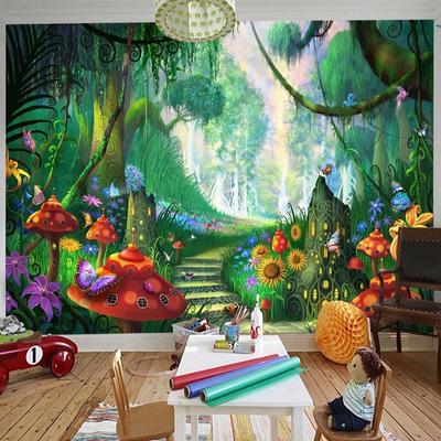Wandbild Tapete 3D Cartoon Wald Pilz Wandmalerei Kinder Kinder Schlafzimmer Foto Wandtapete