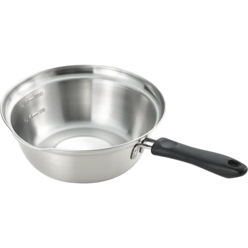 Yoshikawa Saucepan, 18cm, Gas/IH Compatible, Ideal for Bowls and Ramen, Stainless Steel, Made in Japan, Deep, with Spout, Single-Serve, Product Number