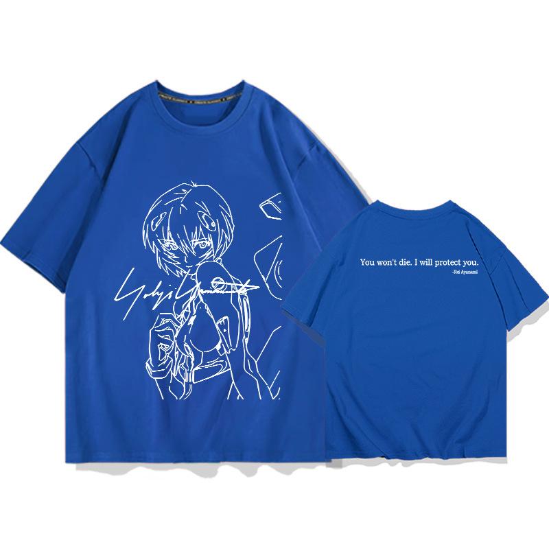 2025 Sommer Anime Chainsaw Ayanami Ri Kurzarm-T-Shirt bedruckt Herren 100% Baumwolle locker Jugend Student halbarmlig Trend Top