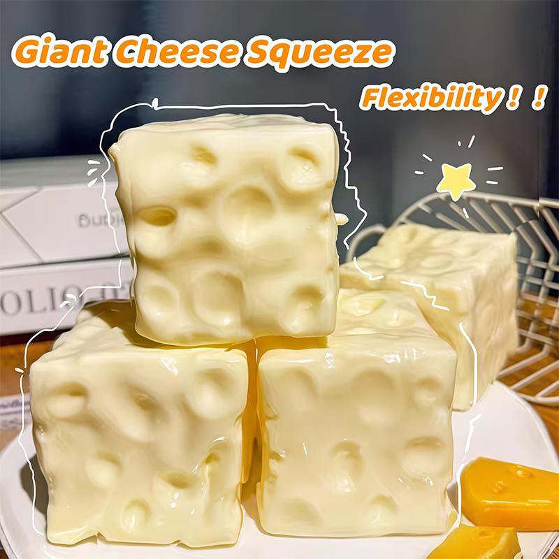Jumbo Cheese Cube Stress Ball Squeeze Toys Big Cheese Shapeable Non-Bounce Fidget Squeeze Toy Asmr Sensory Anti-Stress Gift