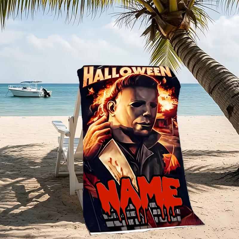 Customizable personalized beach towels Michael Myers themed designs.Suitable for the beach, yoga, sports;ideal as beach accessories