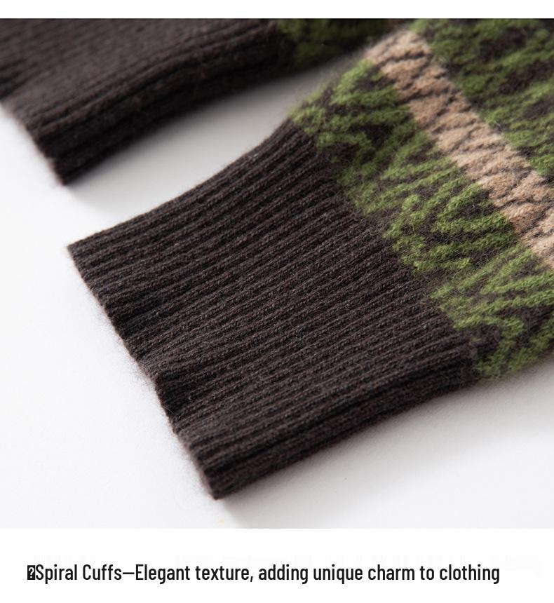 Women's Pure Cashmere Jacquard Stripe Sweater - Loose Fit, Round Neck, Autumn/Winter Style