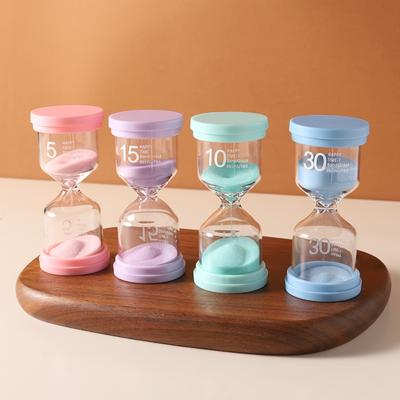 4 piezas Reloj de arena colorido 5 min 10 min 15 min 30 min Temporizadores de arena para juegos Aula Hogar Oficina Cocina Decoración