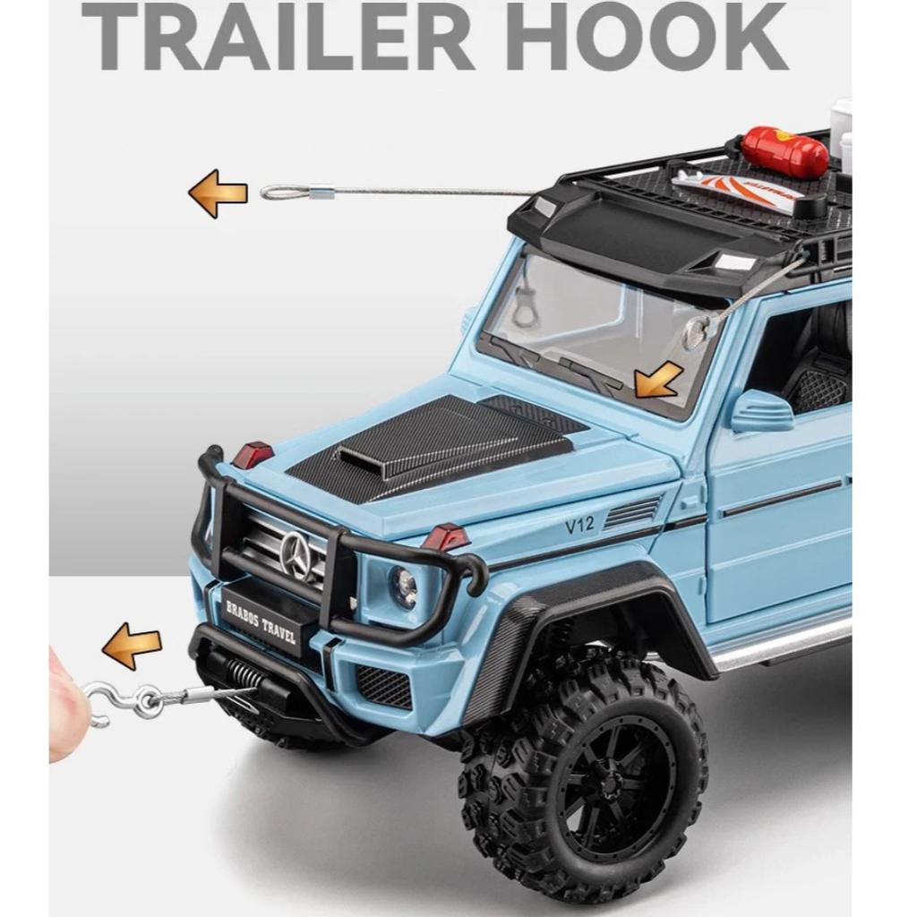 1/24 Scale Mercedes-Benz G550 4X4 Modified Version Off-road Car Diecast Car Sound Light Pull Back Vehicle TV Cabinet Decorations Gift