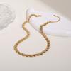 GEMCHIC Women's 18K Gold Plated Stainless Steel Heart Hollow Necklace Bracelet Set Geometric Chain Fashion Jewelry