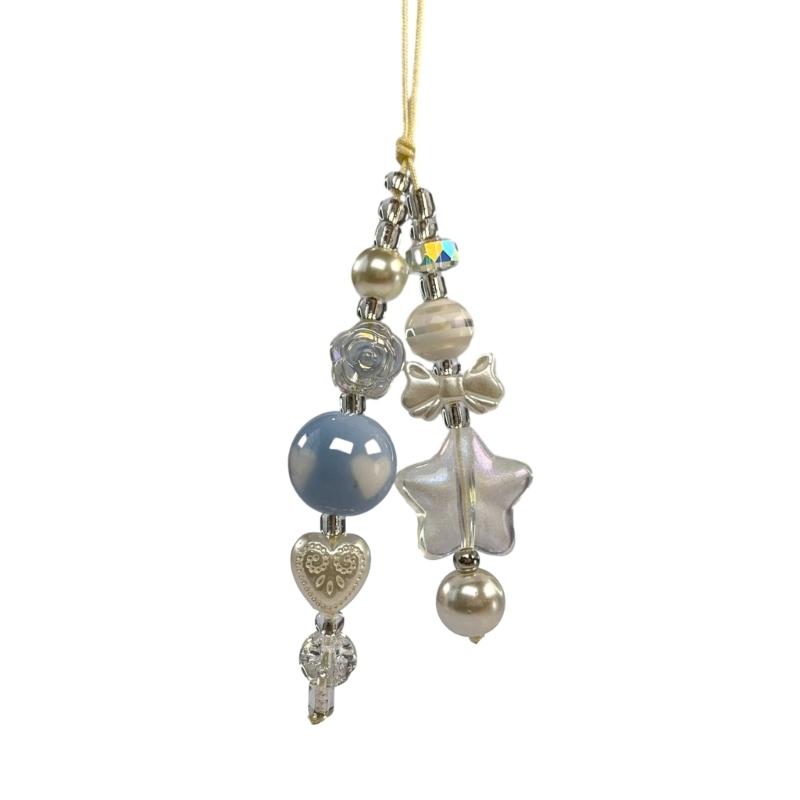 Goth Y2K Phone Charm Pendant Keychain Sweet Star Flower Cellphone Chain Strap Lanyard for Women Bag Camera Accessories