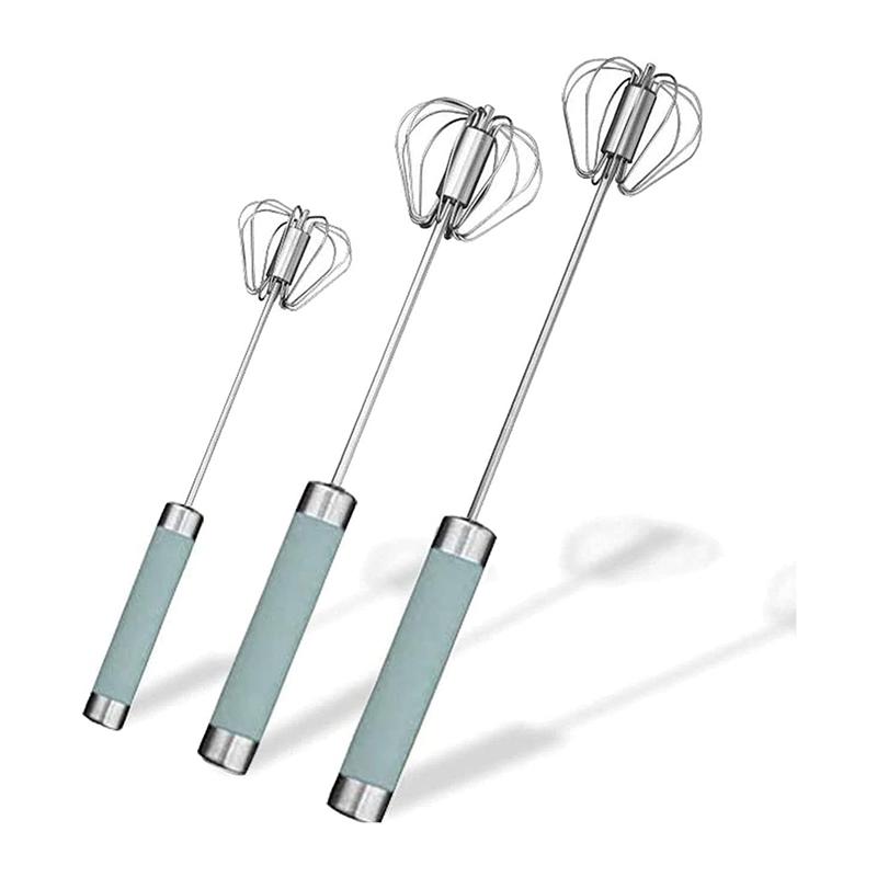 

Good-3PCS Stainless Steel Semi-Automatic Egg Whisk Butter Whisk Kitchen Supplies (Blue)