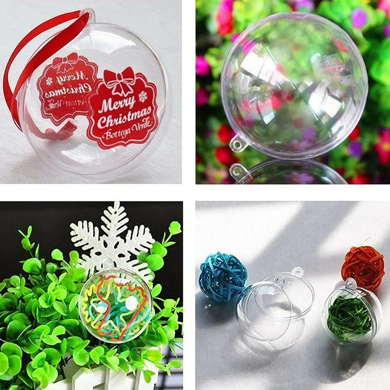 1/20Pcs Fillable Transparent Hanging Balls Plastic Christmas Ornaments Hollow Decorative Hanging Balls Xmas Tree Pendant Supply