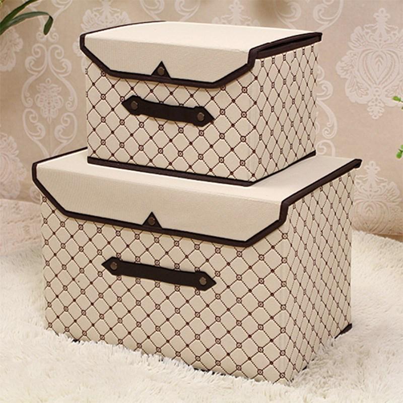 Storage Fabric Box Foldable Dustproof With Lid For Clothes Toys And Wardrobe Organization Large Size