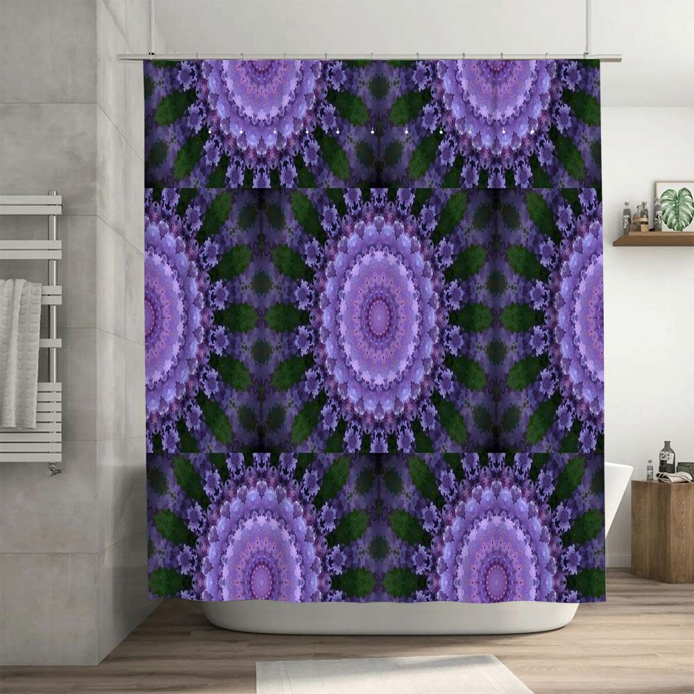 Purple Mandala Shower Curtain: Floral Bath Decor Home Decoration Wall Art Print for Bathroom 72 x 78 inches (183cmx200cm)