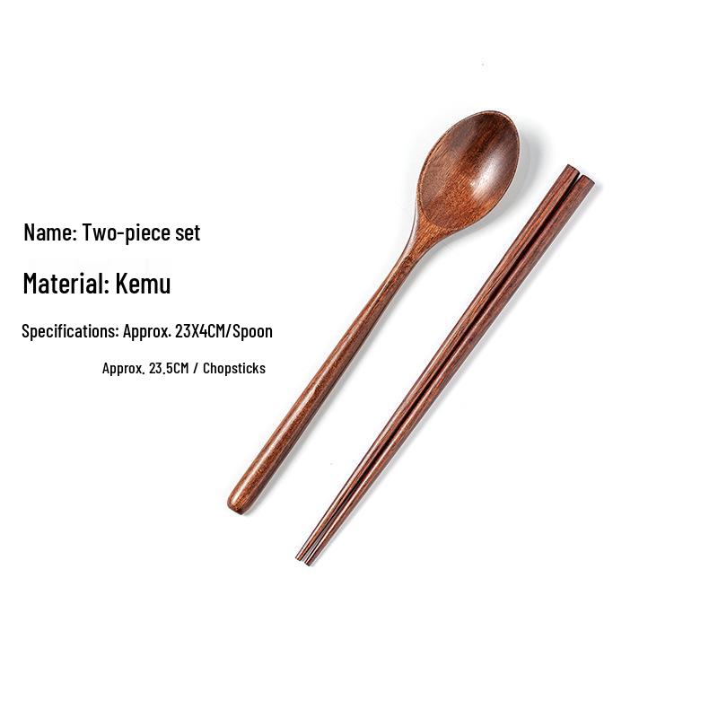 Portable Wooden Cutlery Set: Chopsticks, Fork, Spoon with Cloth Bag for Outdoor Travel