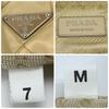 Prada Quilted Tessuto Nylon Tote Boston Bag Handbag One Shoulder Brown Beige Leather Triangle Logo Plate