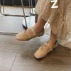 Fairy shallow mouth single shoes spring new flat bottom strap shoes square head bow female retro ballet grandma shoes