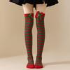 Christmas Striped Over Knee Thigh High Stockings 1 Pair Soft Socks for Women Xmas Party Favor Gift Option