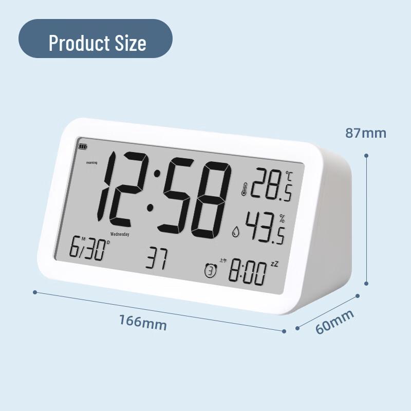 Smart Rechargeable LCD Alarm Clock with Temperature & Humidity