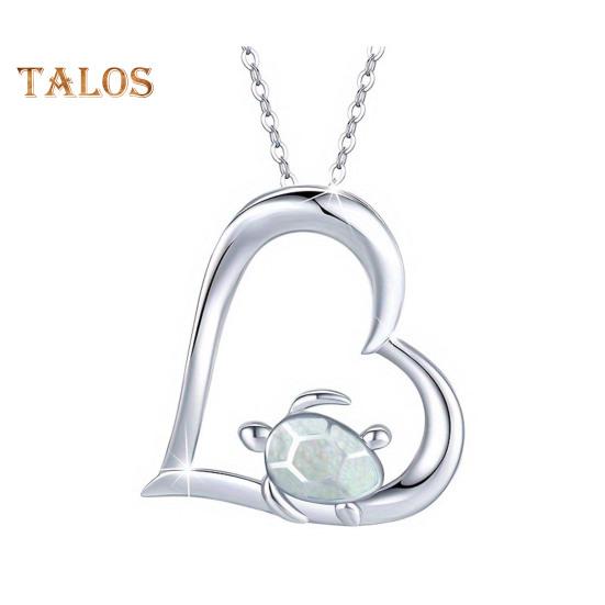 

Серебряное ожерелье в форме сердца с черепахой для женщин, маленькая подвеска в виде черепахи, ожерелья с изображением океана, пляжные украшения, подарок для девочек белый