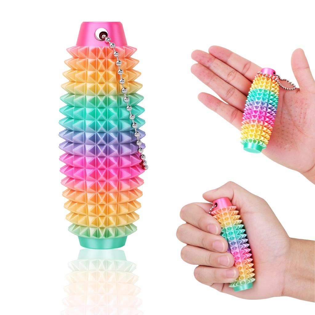 4pcs Mini 3D Printed Hard Spiky Fidget Massage Keychain Pain Stim Toy for Adults Anxiety Relief Stress Sensory Novelty Gifts