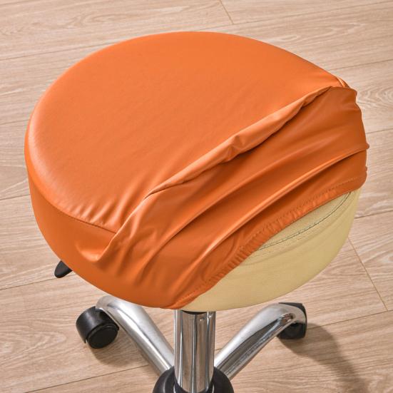 Soft Round Stool Cover High Resilience Non-Slip Design Easy to Clean Faux Leather Universal Fit Chair Cover