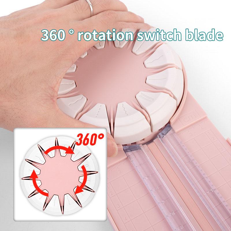 12 In 1 Portable Paper Cutter Multifunctional Cutting Tool With 12 Cutting Heads 360° Rotating Head For Cardstock