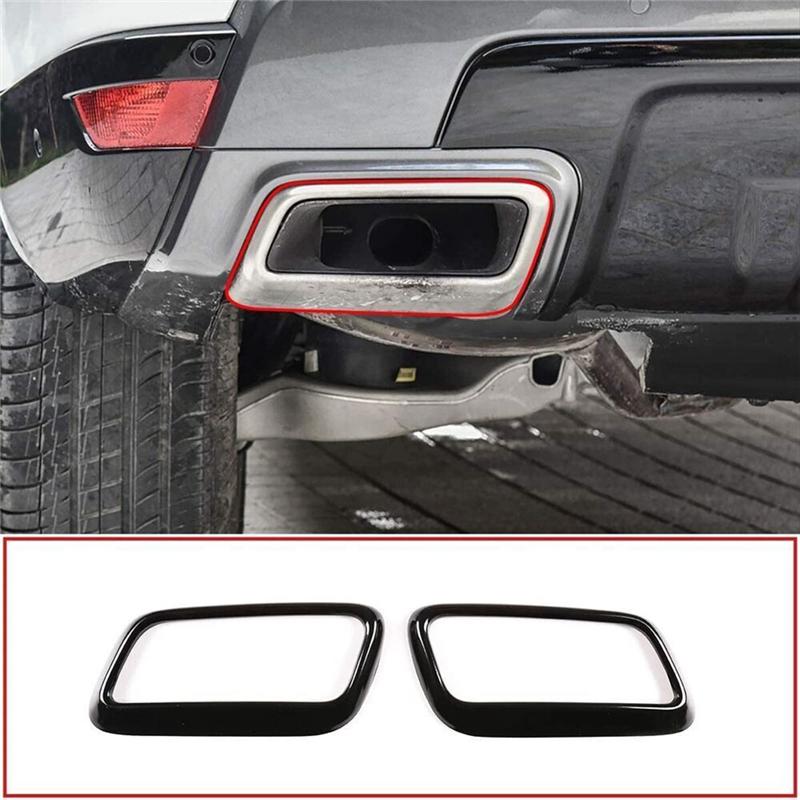 Clear Car Tail Throat Trim For Land Rover Range Rover Sport 2018- Exhaust Tail Pipe Cover Trim Single Frame Parts Gloss Blac