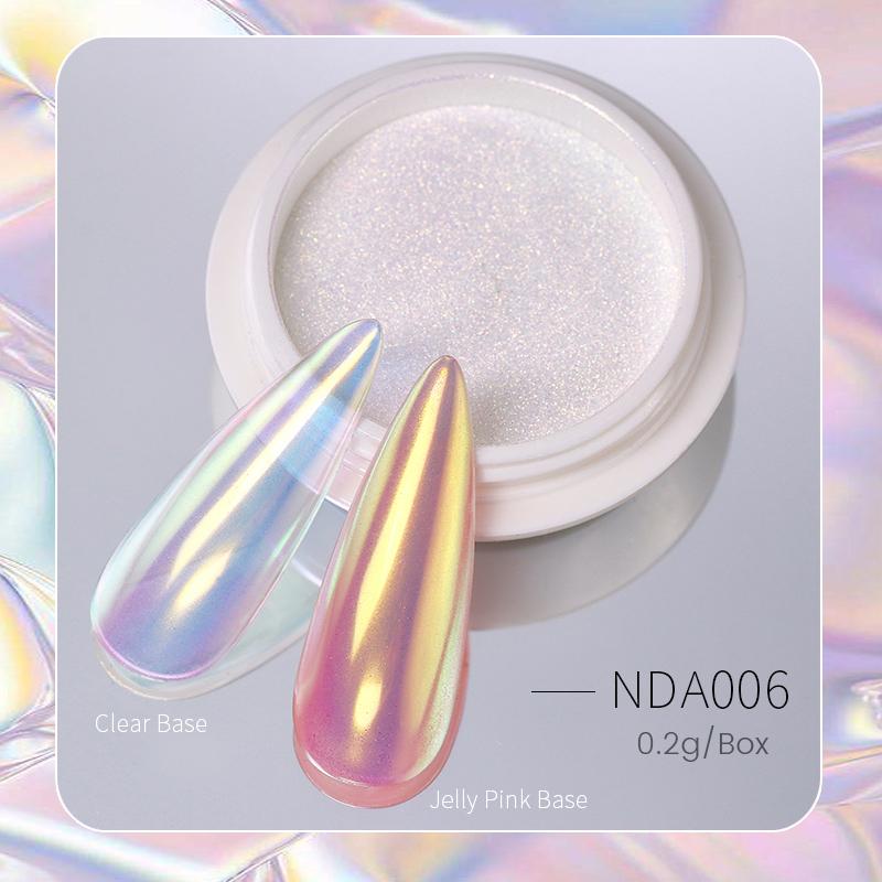 NICOLE DIARY Moonlight Plating Pearl Nail Powder White Mirror Aurora Effect Pigments UV Gel Polish Chrome Dust Nail Decorations